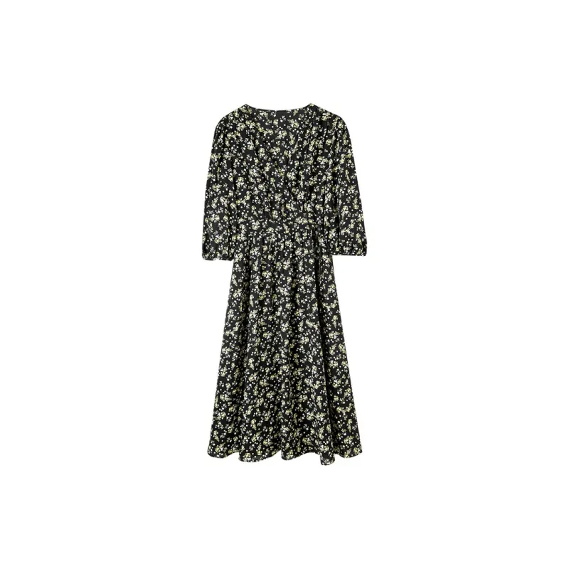SENTUBILA Long Sleeved Dresses Women's Black Floral-6
