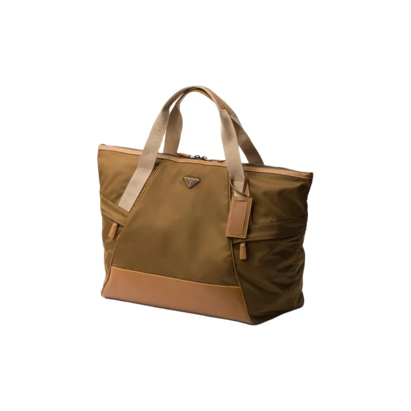 PRADA Recycled Nylon Travel Bag Men's Cork Beige-1