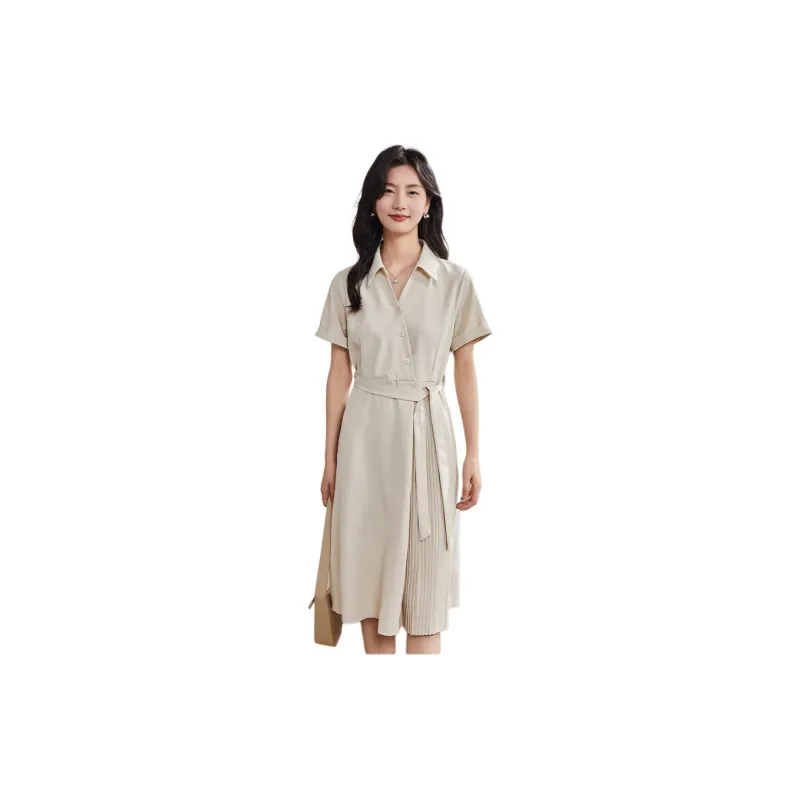Coonesha Short Sleeved Dresses Women's Beige-1