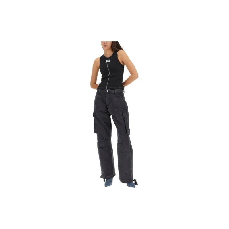 MOSCHINO Ribbed Cotton Tank Top-1