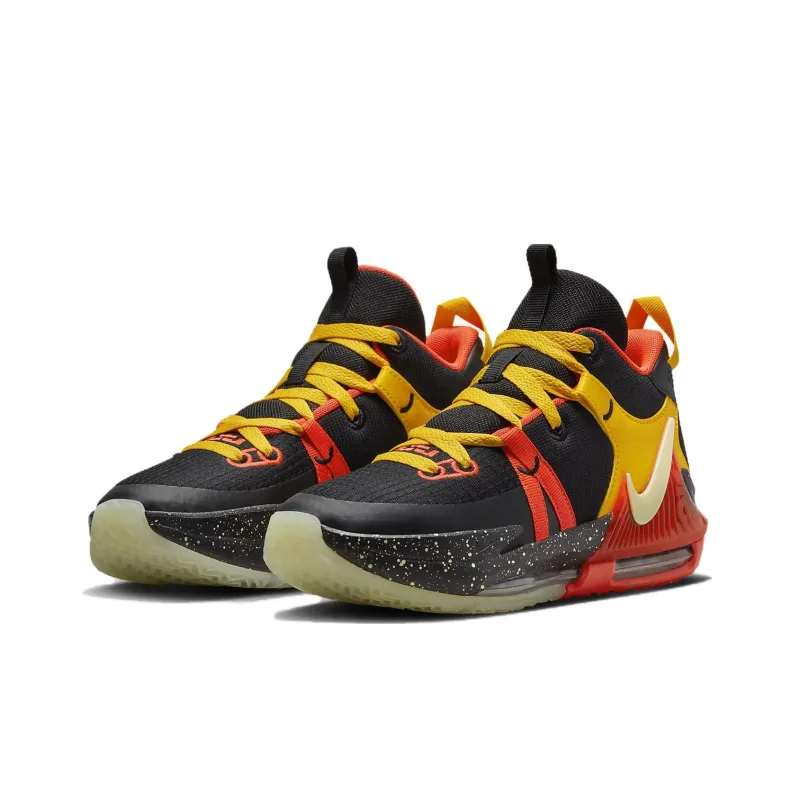 Nike Witness 7 Cushioning, Wear Resistant Mid Top Children's Basketball Shoes Black Yellow Unisex-2