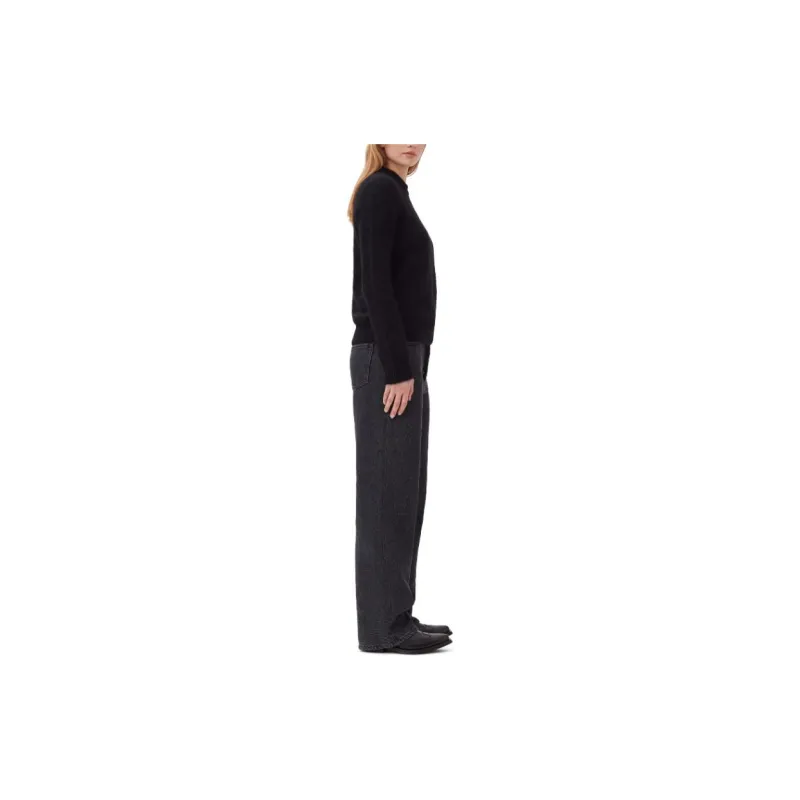 GANNI FW23 Brushed Alpaca O Neck Sweater Women's Black-4