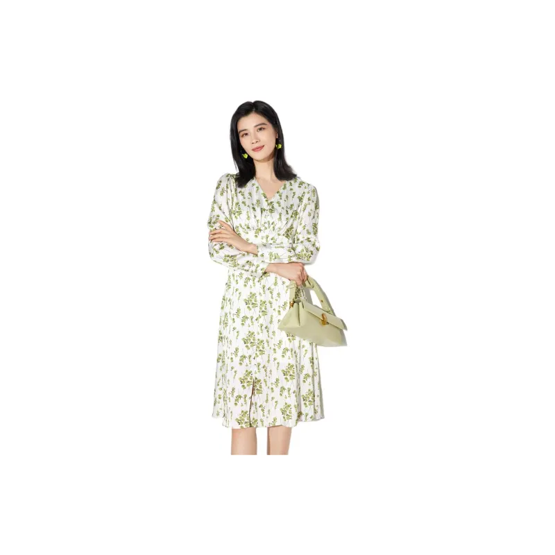 BBLLUUEE Long Sleeved Dress Women's Jade Green-2