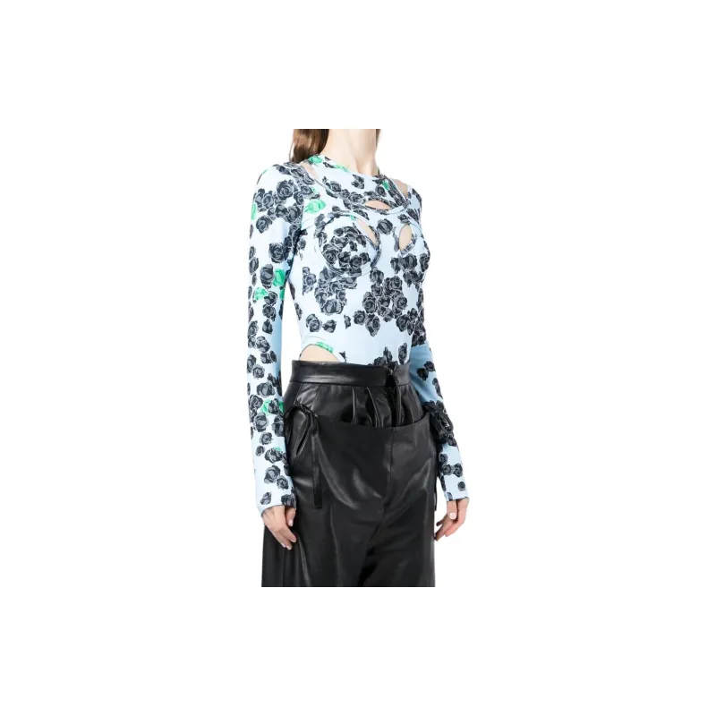 NATASHA ZINKO Rose print Long sleeved Bodysuit-2