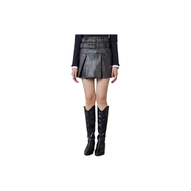 A21 Casual Short Skirts Women's Dark Coffee Green-1