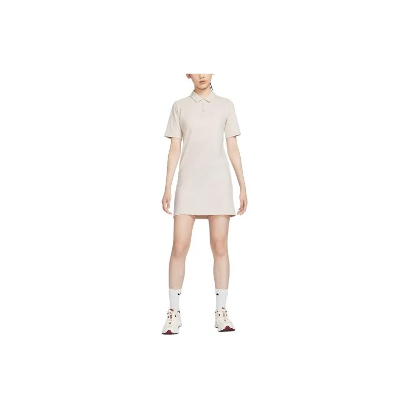 Nike Sportswear Short-Sleeved Dresses Women's Light Redwood Umber/White-3