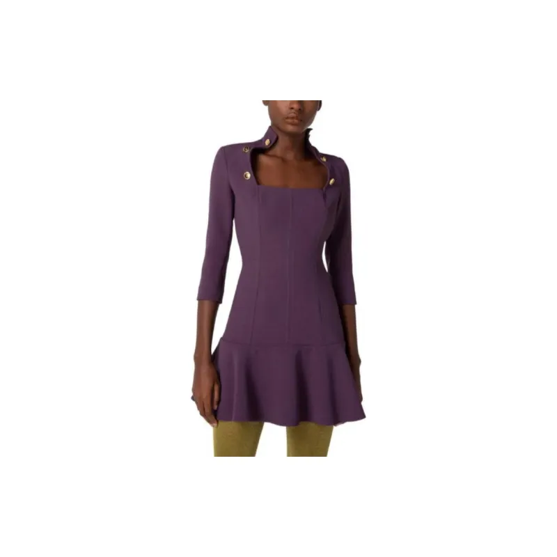 Elisabetta Franchi Long Sleeved Dress Women's Purple-3