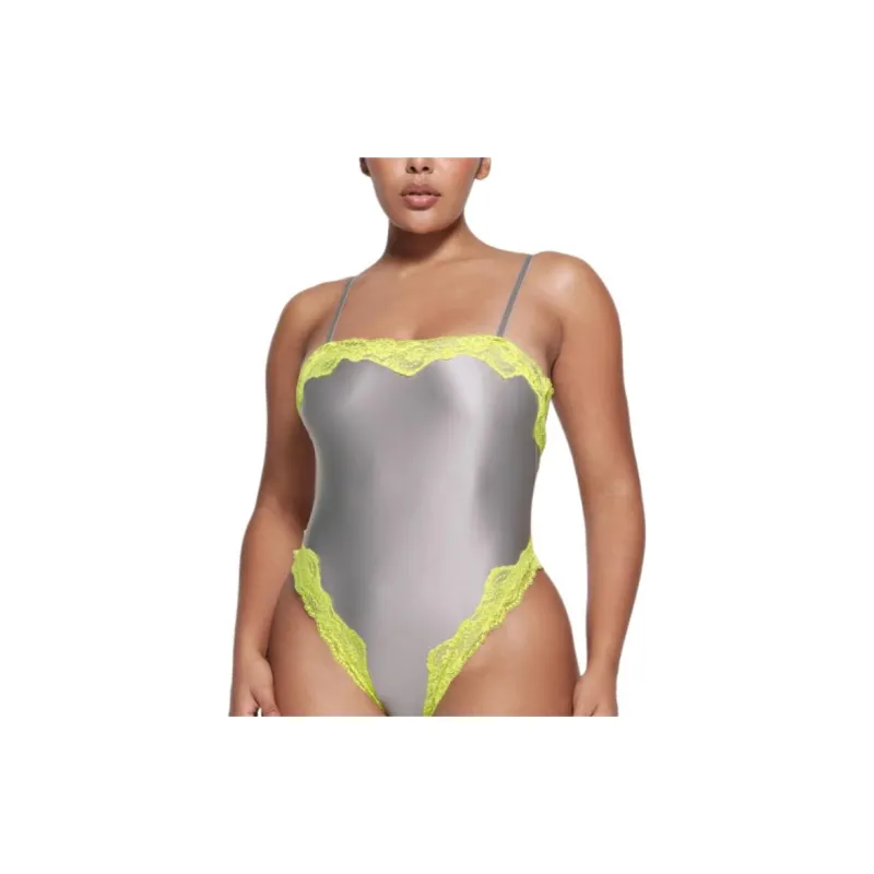 SKIMS LACE SWIM CAMI ONE PIECE One-piece Swimsuit Women's Chrome/Chrome-Plated-1