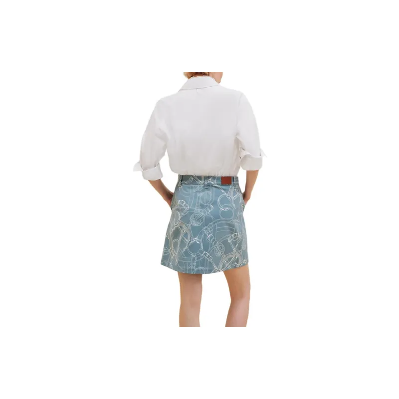 HERMES FW24 Denim Short Skirts Women's Arctic Blue-1