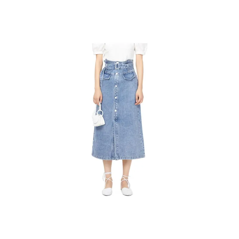 LOFT SHINE Denim Long Skirts Women's Blue-1