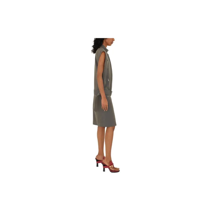 Burberry Zip detail Cotton linen Dress-5