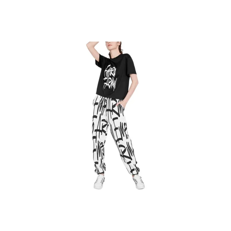EMPORIO ARMANI Knitted Sweatpants Women's Black/White-1