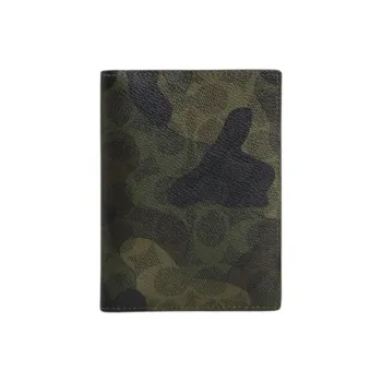 COACH Coated Canvas Passport Holder Mini Unisex Dark Color Trefoil Multicolor
