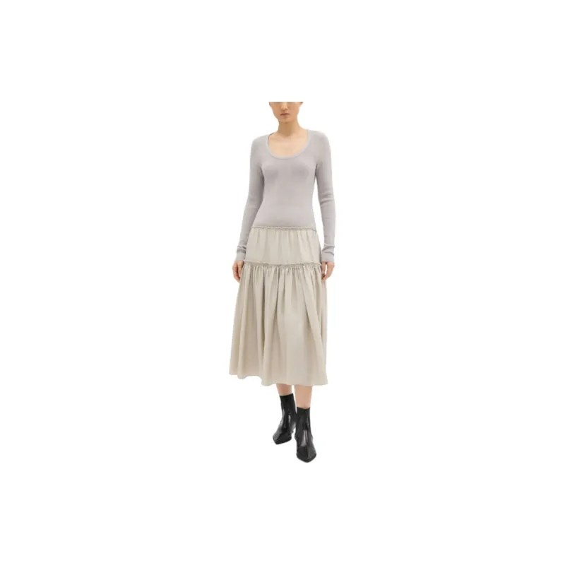 THEORY Long-Sleeved Dresses Women's Lime Gray-1
