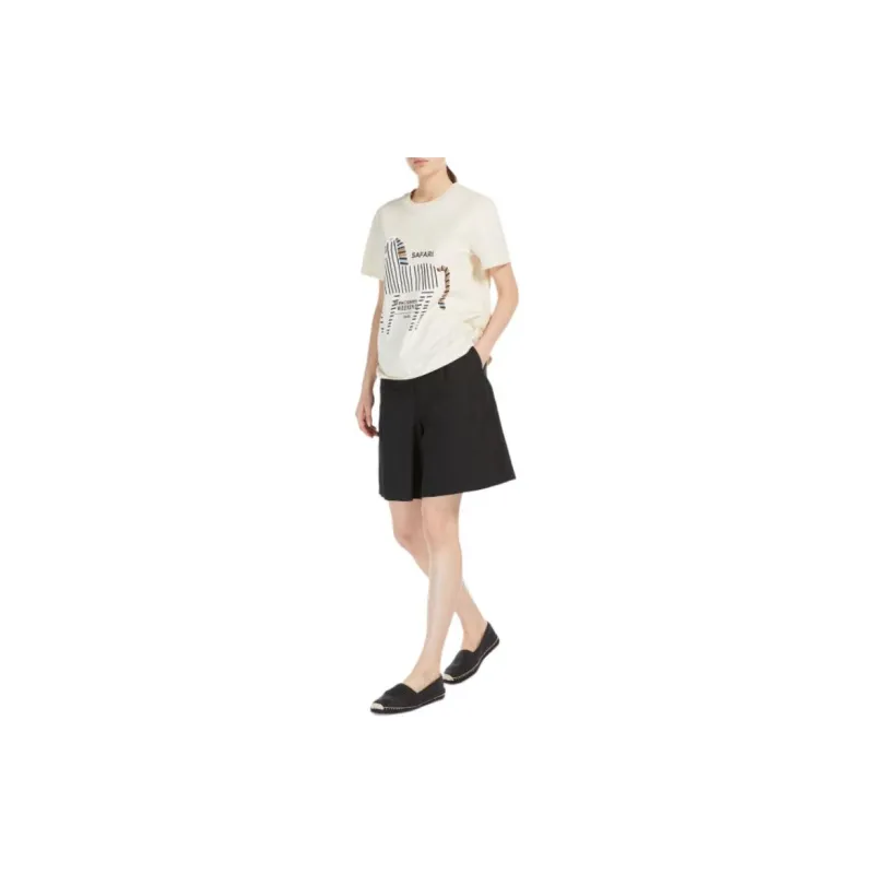 WEEKEND MaxMara Ecuba Collection Cotton And Linen Canvas Bermuda Shorts Casual Shorts Women's Black-4