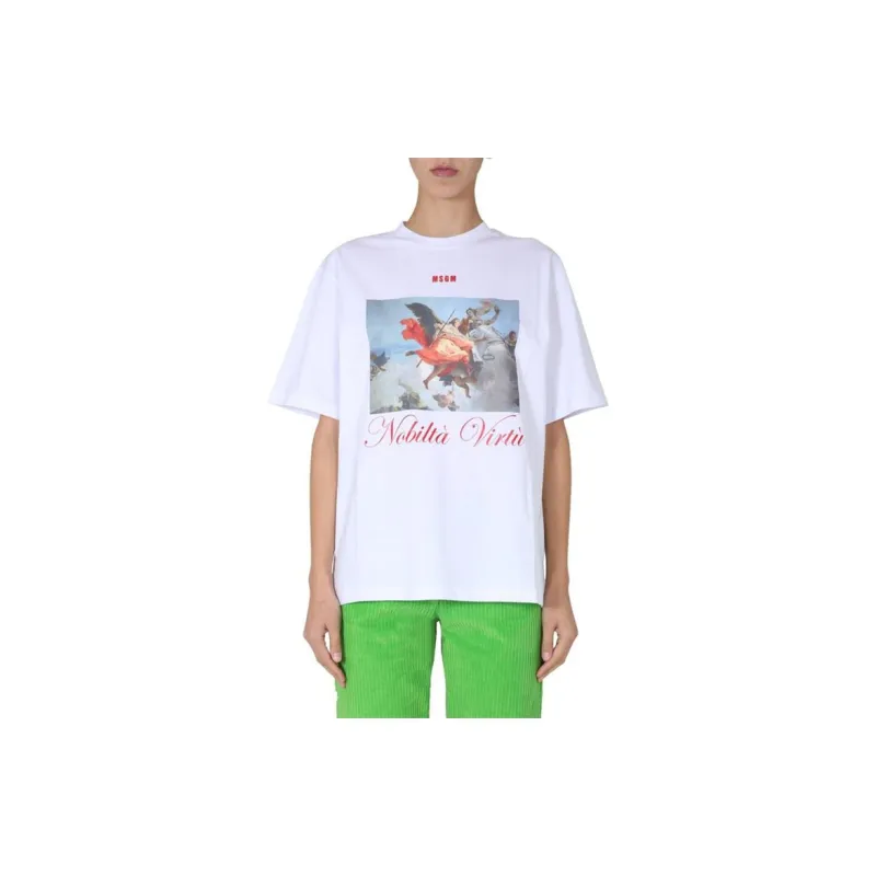 MSGM Drop Shoulder Sleeve T Shirt Women's White-2