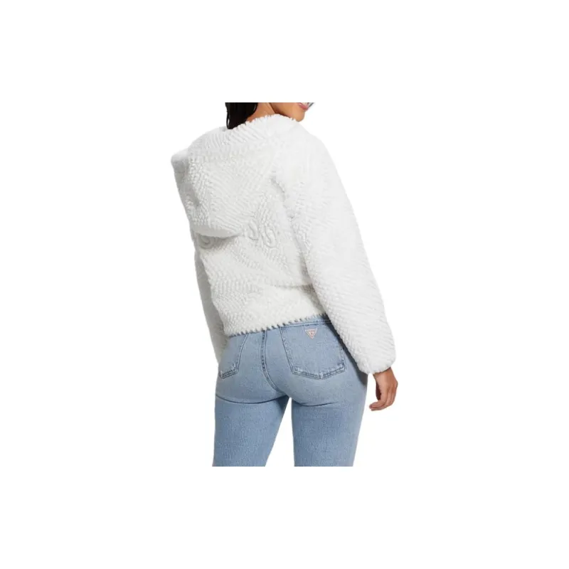 GUESS Theoline Faux-Fur Hooded Jacket Jackets Coats Women's White-3