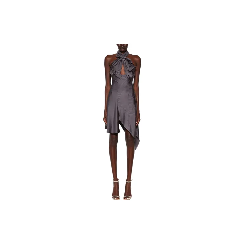 COPERNI Racing Halterneck Mini Dress 'Taupe Grey'-4