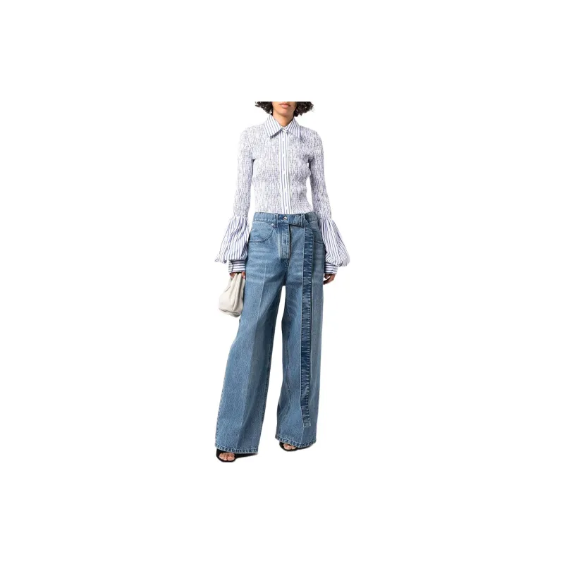 Alexander Wang Shirred Stripe print Longline Shirt-1