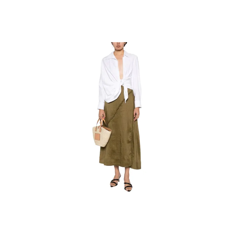 Aje Casual Long Skirts Women's Olive Green-1
