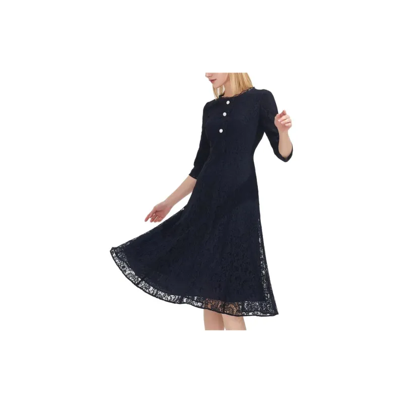 JZ. ANNAKRO Short Sleeved Dresses Women's Dark Blue-5