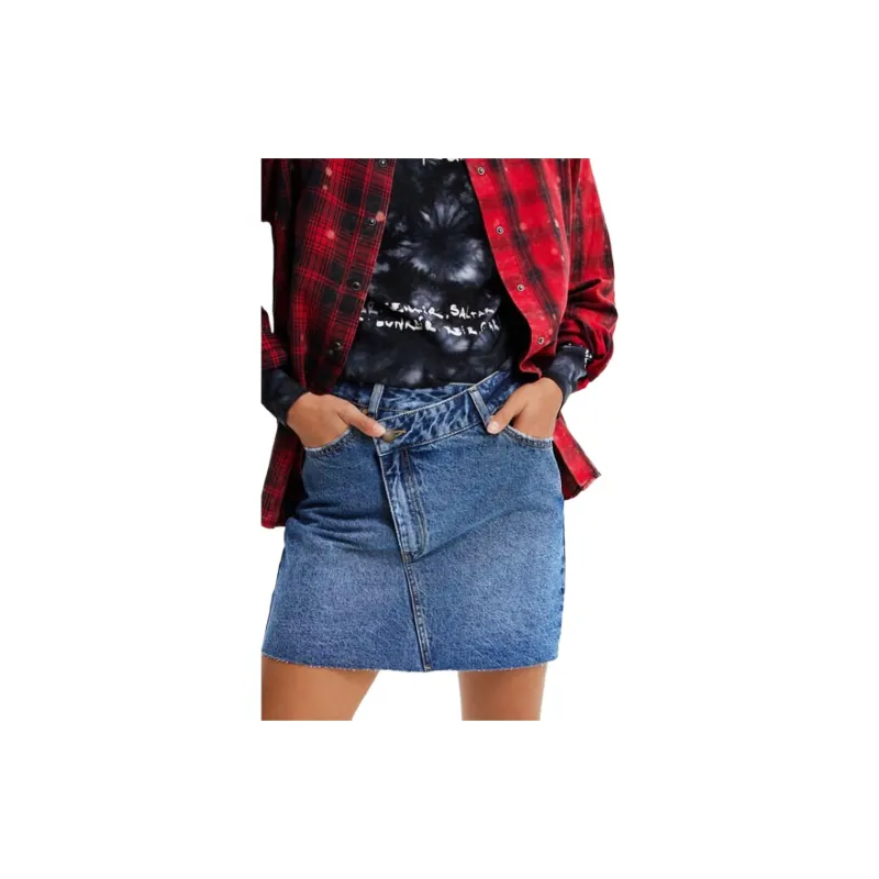 Desigual Denim Short Skirts Women's Blue-4
