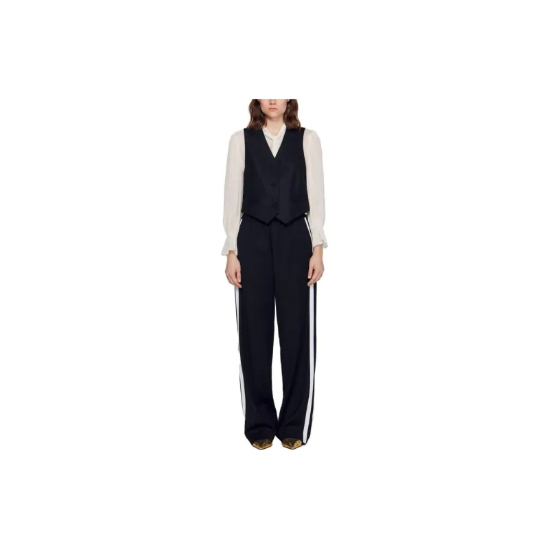 Sandro Pinstripe Button-up Vest-1