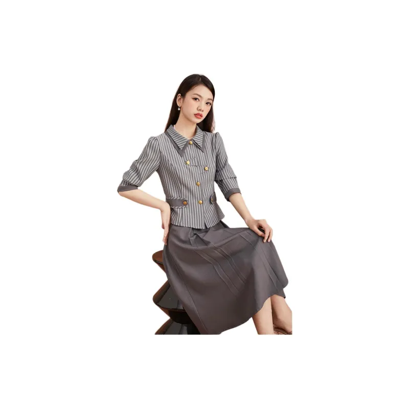 Mylan Two Piece Skirt Sets Women's Gray-3