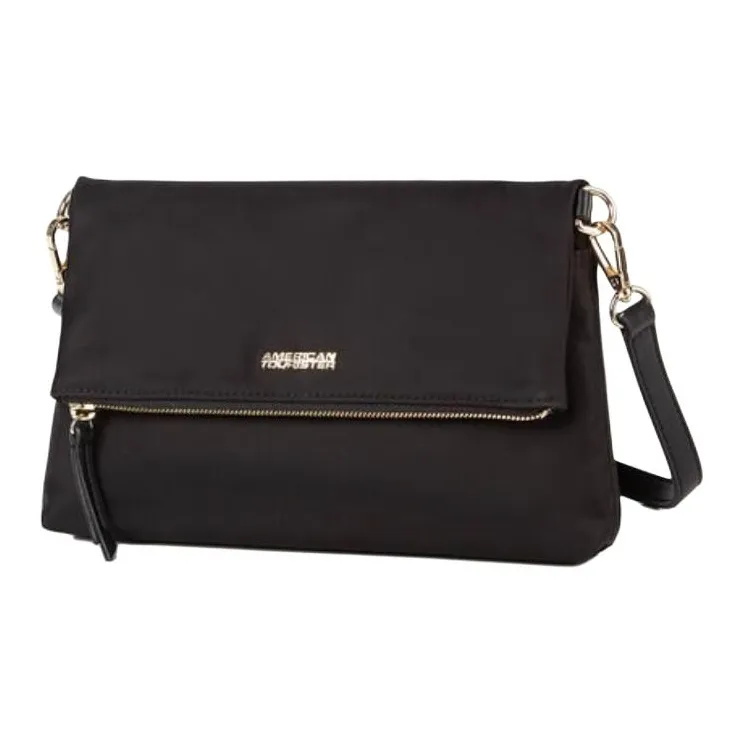 AMERICAN TOURISTER Nylon Shoulder Bag, Crossbody Bag Unisex Black-1