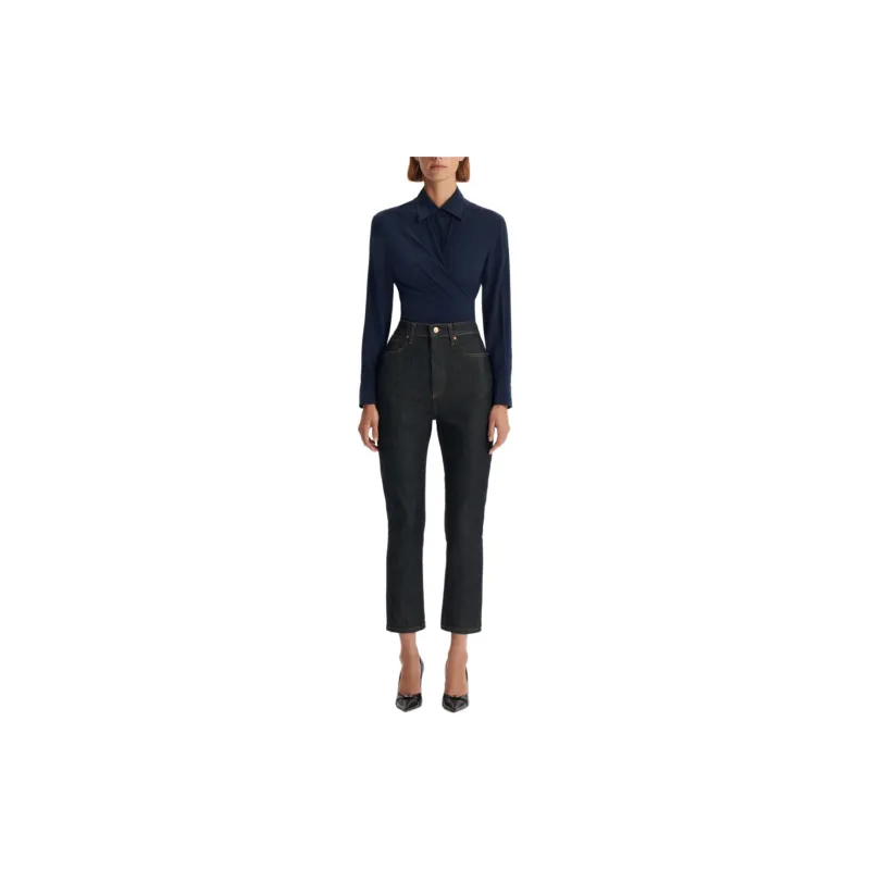 SCANLAN THEODORE Silk Tie Front Shirt Shirt Women's Navy/Marine Blue-1