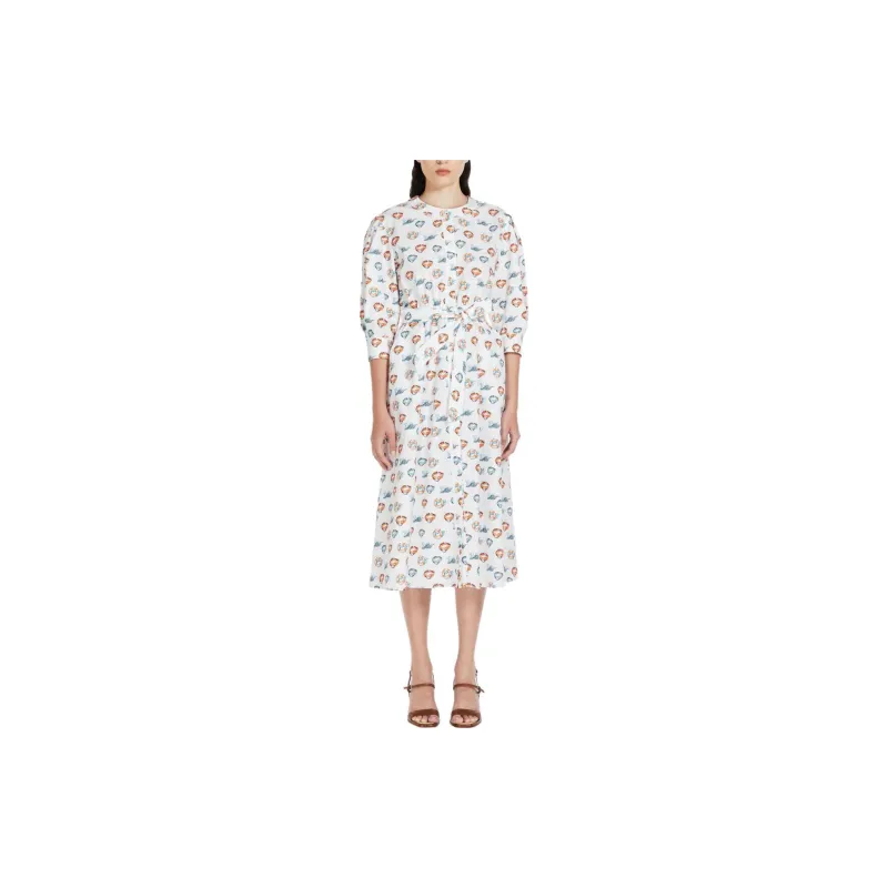 MaxMara Canoa Collection Donut All Over Print Belt 3/4 Sleeved Women's White-1