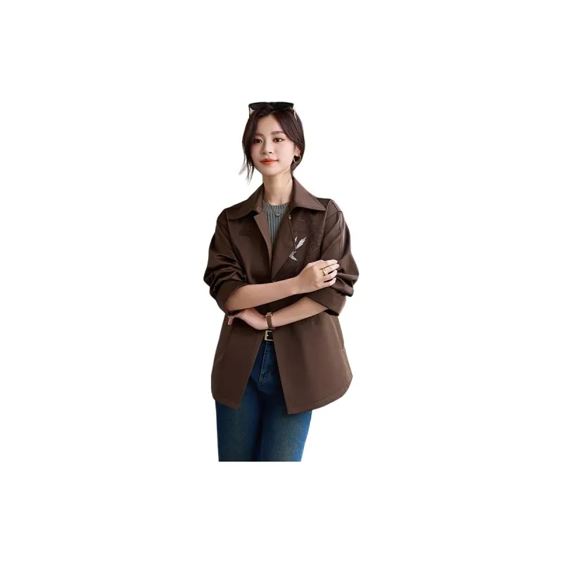 Yi Mengyuan Cropped Trench Coat Women's-5