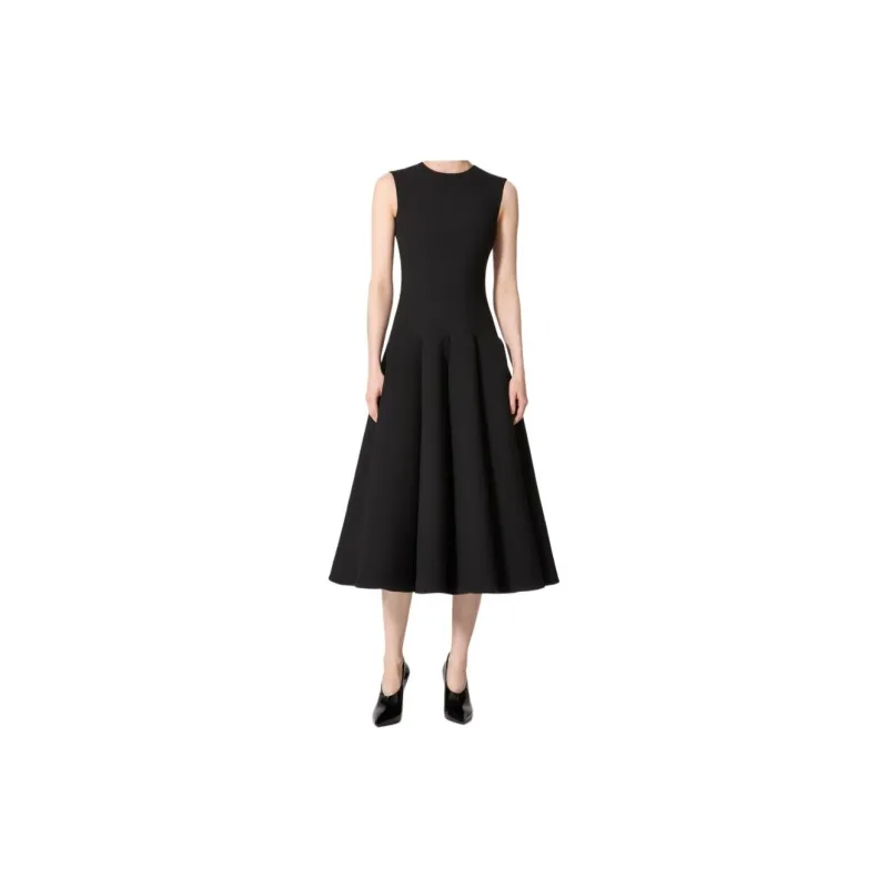 Valentino Crewneck Pleated Sleeveless Dress-1