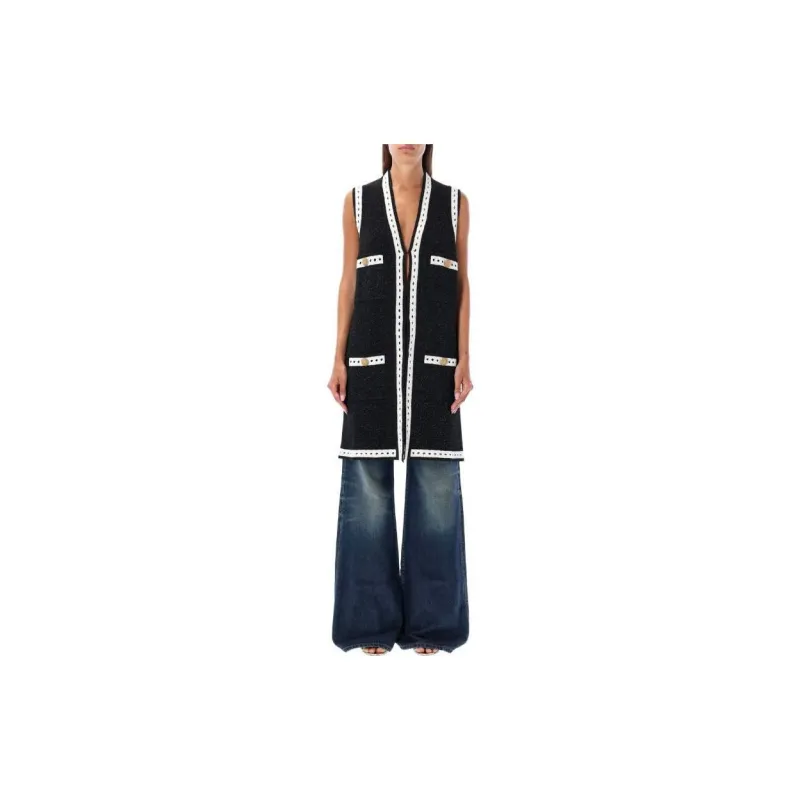 BALMAIN Sleeveless Long Knit Cardigan-1