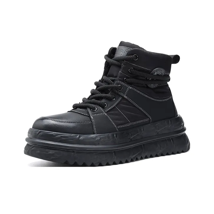 FAIRWHALE High Top Skateboard Shoes Men's Black-1