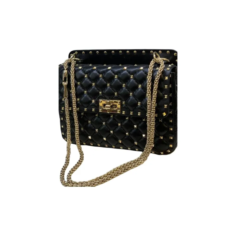 Valentino ROCKSTUD SPIKE Sheepskin Handbag, Crossbody Bag, Shoulder Bag Medium Size Women's Black-4