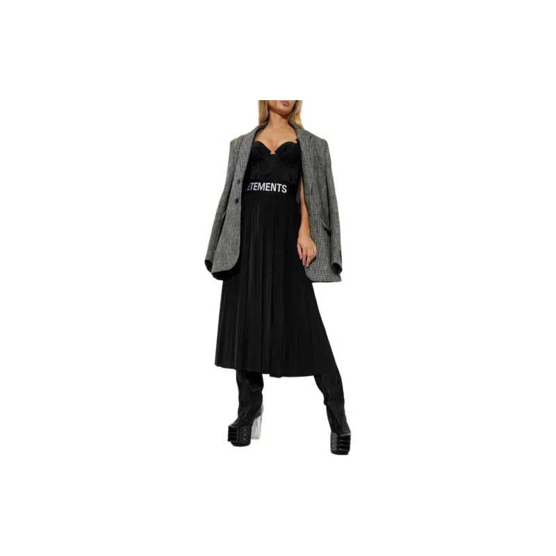 Vetements Logo Waist Band Pleated Skirt-1