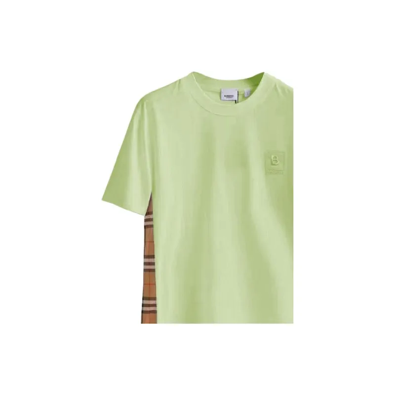 Burberry FW23 Women's Embroidery Crew Neck Straight Fit T-Shirt Green-3