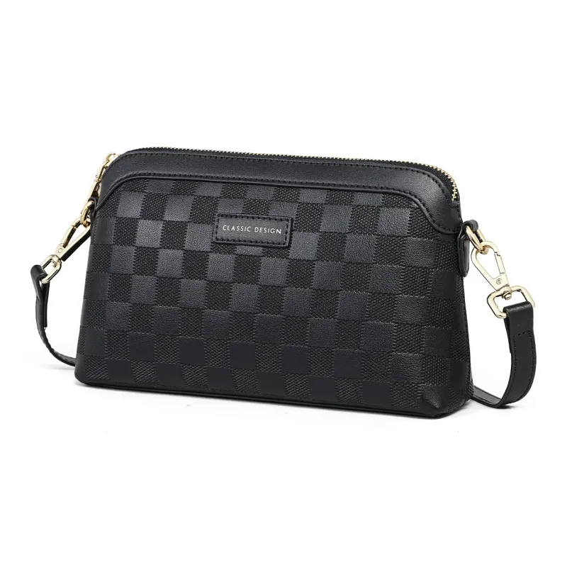 COMELY Split Cow Leather With Synthetic Leather Crossbody Bag, Shoulder Bag Regular Women's Black-4