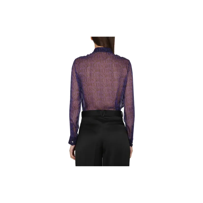 VERSACE Allover Logo Printed Long Sleeved Shirt-1