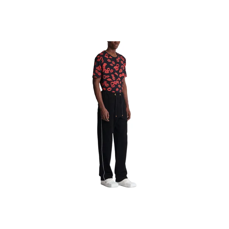 BALMAIN Monogram Velvet Cotton Joggers-2