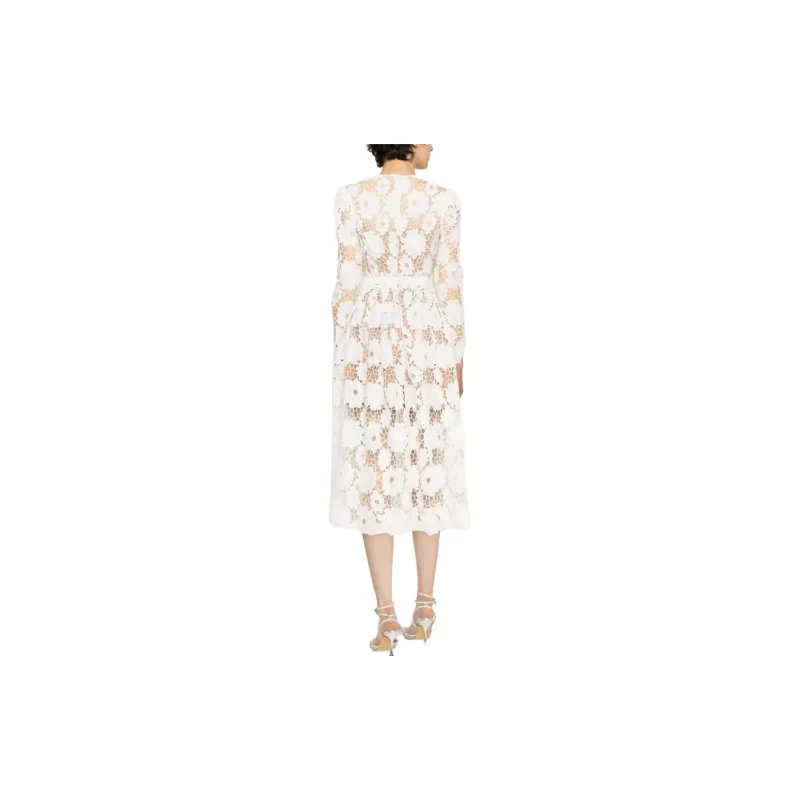 Self portrait Cotton Lace Midi Dress-2