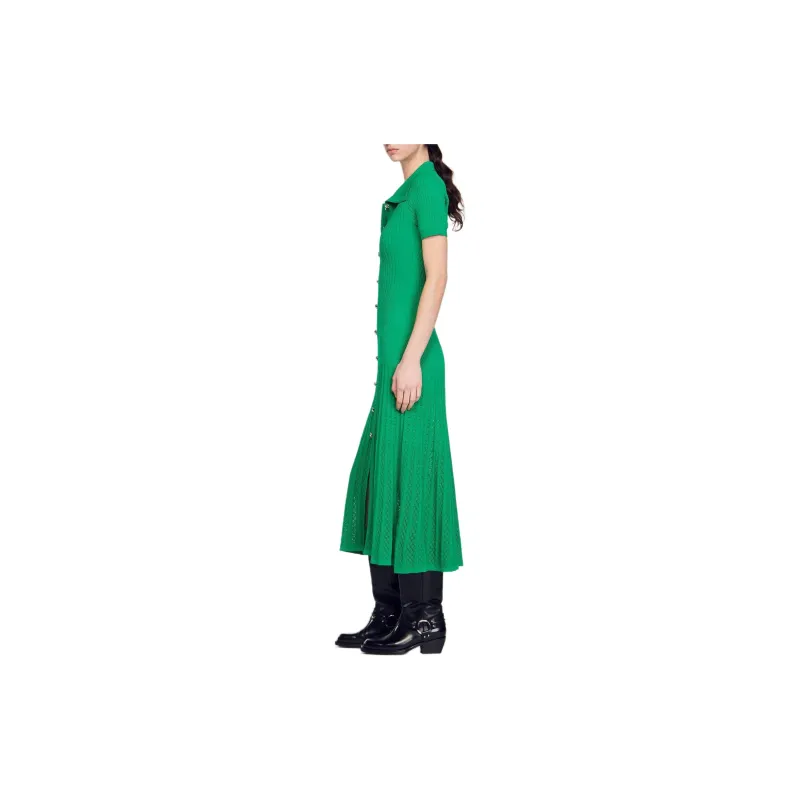 Sandro Short Sleeved Dress Women's Green-4