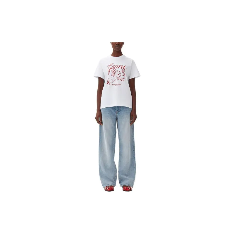 GANNI Logo print T shirt-2