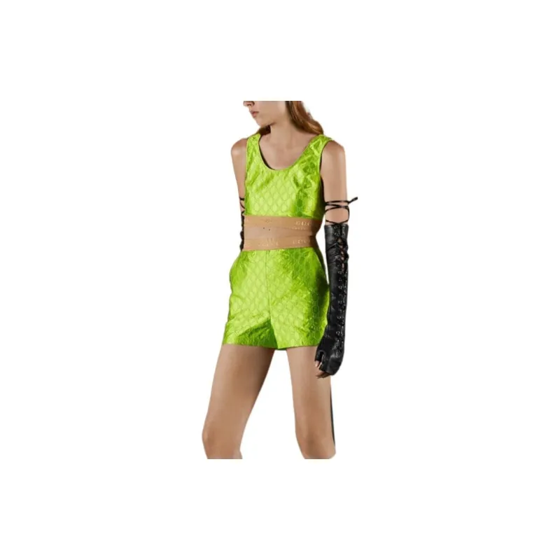 GUCCI Gg Embroidered Silk Vest Green-3