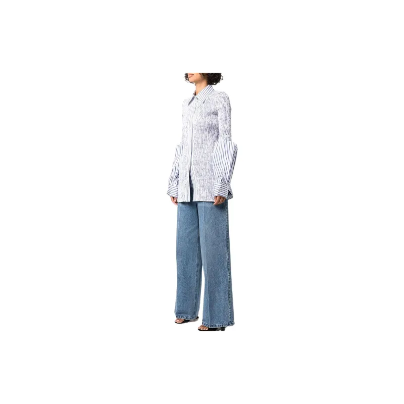 Alexander Wang Shirred Stripe print Longline Shirt-3