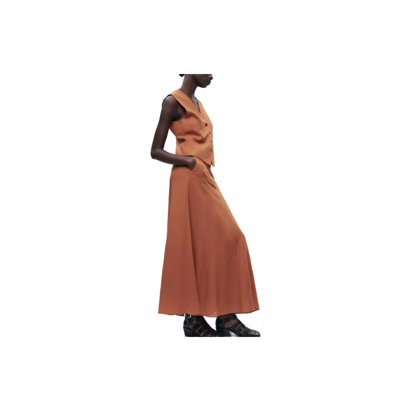 ZARA Casual Long Skirts Women's Orange-3