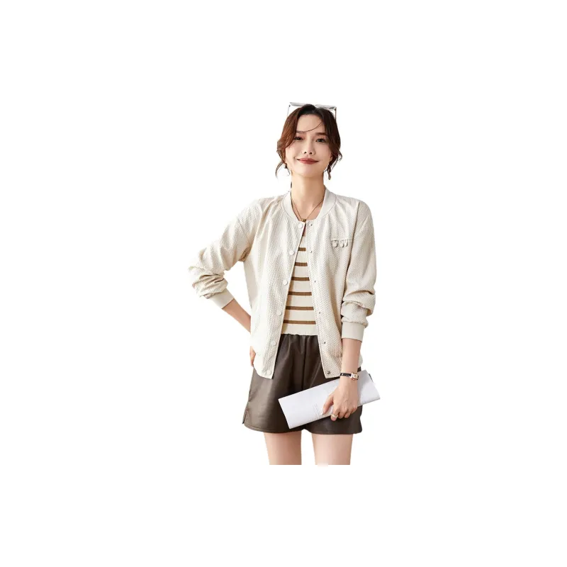 TERRE BLEUE Baseball Jacket Women's Beige-1