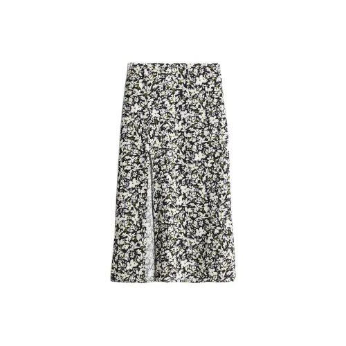 H&M Casual Long Skirts Women's Black/White Floral