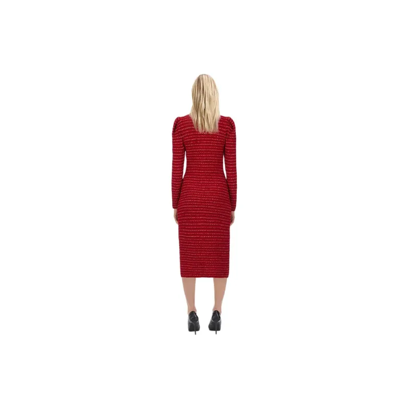 Self portrait Long Sleeved Dresses Women's Burgundy-1